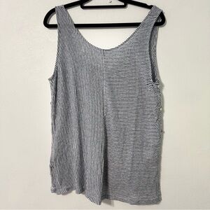 C&C California Navy and White Striped Tank Top 100% Linen